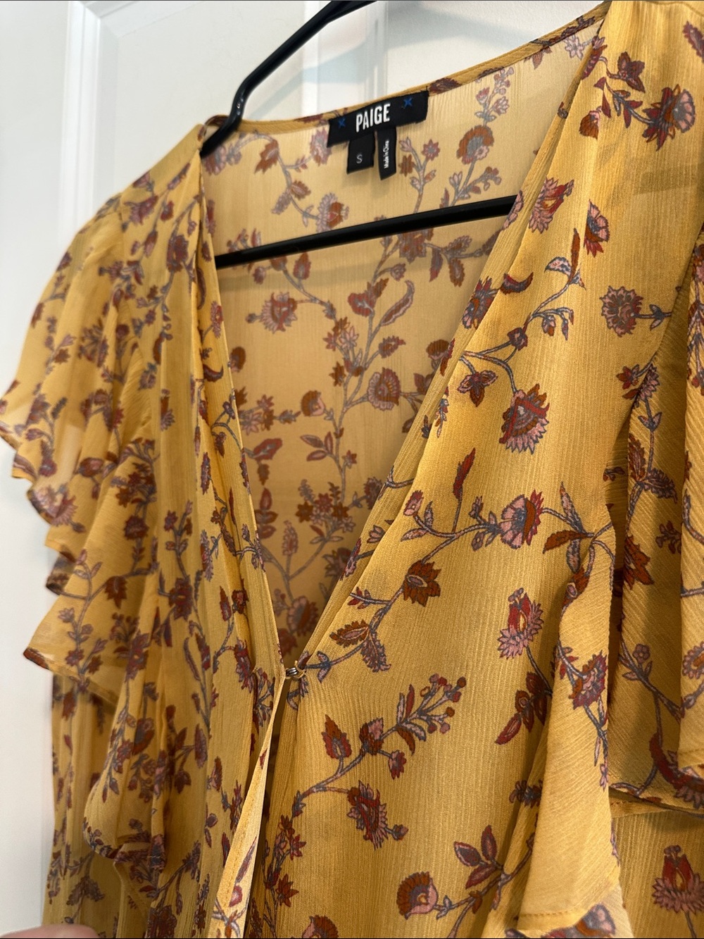 NWOT Paige Trista Silk Blouse in Tumeric Floral size S - Picture 10 of 12